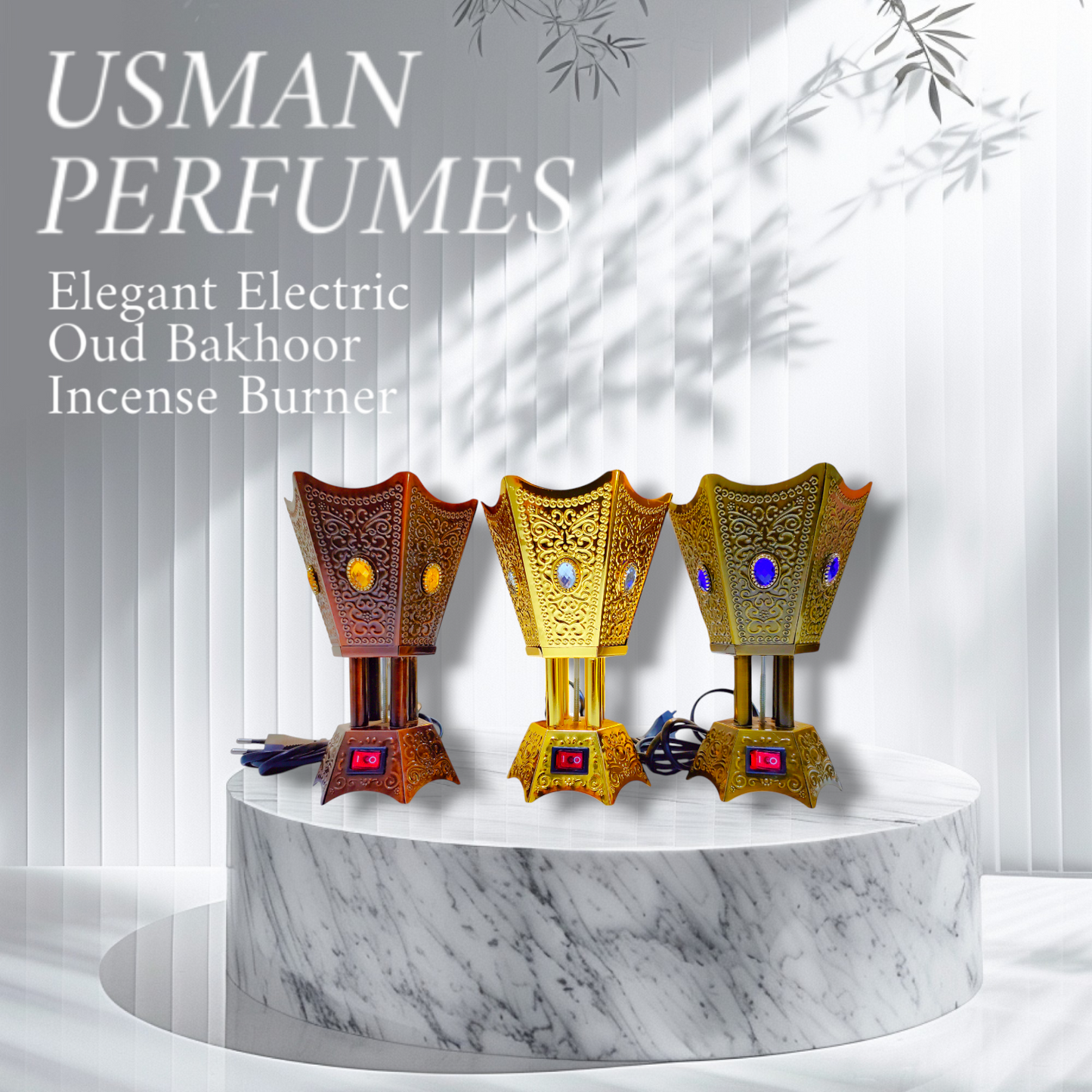 Elegant Electric Oud Bakhoor Incense Burner USMAN PERFUMES